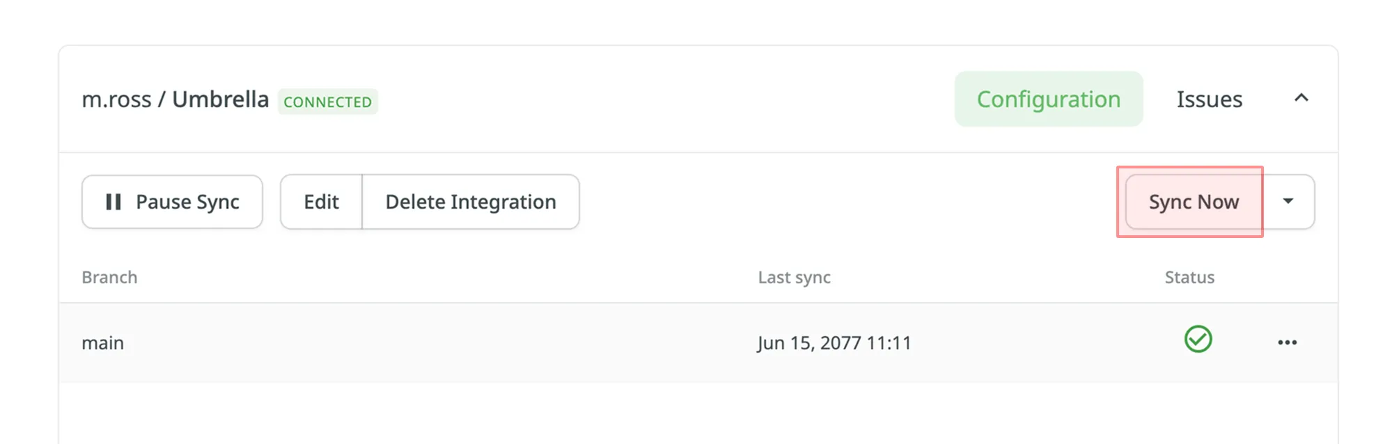 Integration Sync Now