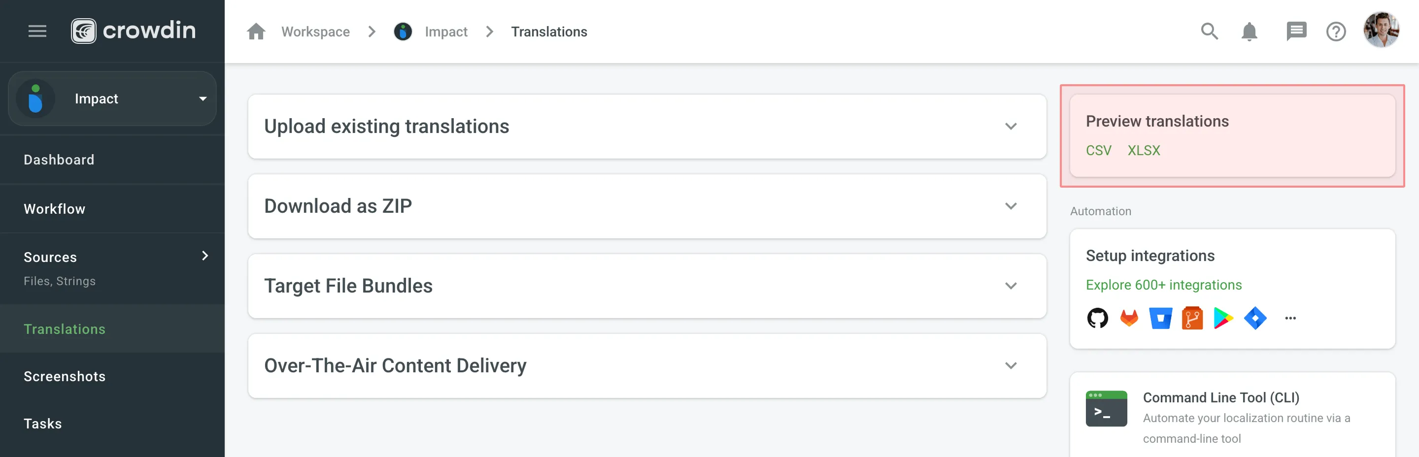 Preview Translations